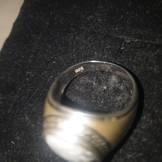Chevalière argent s925 opale dark base australienne de 4 carats