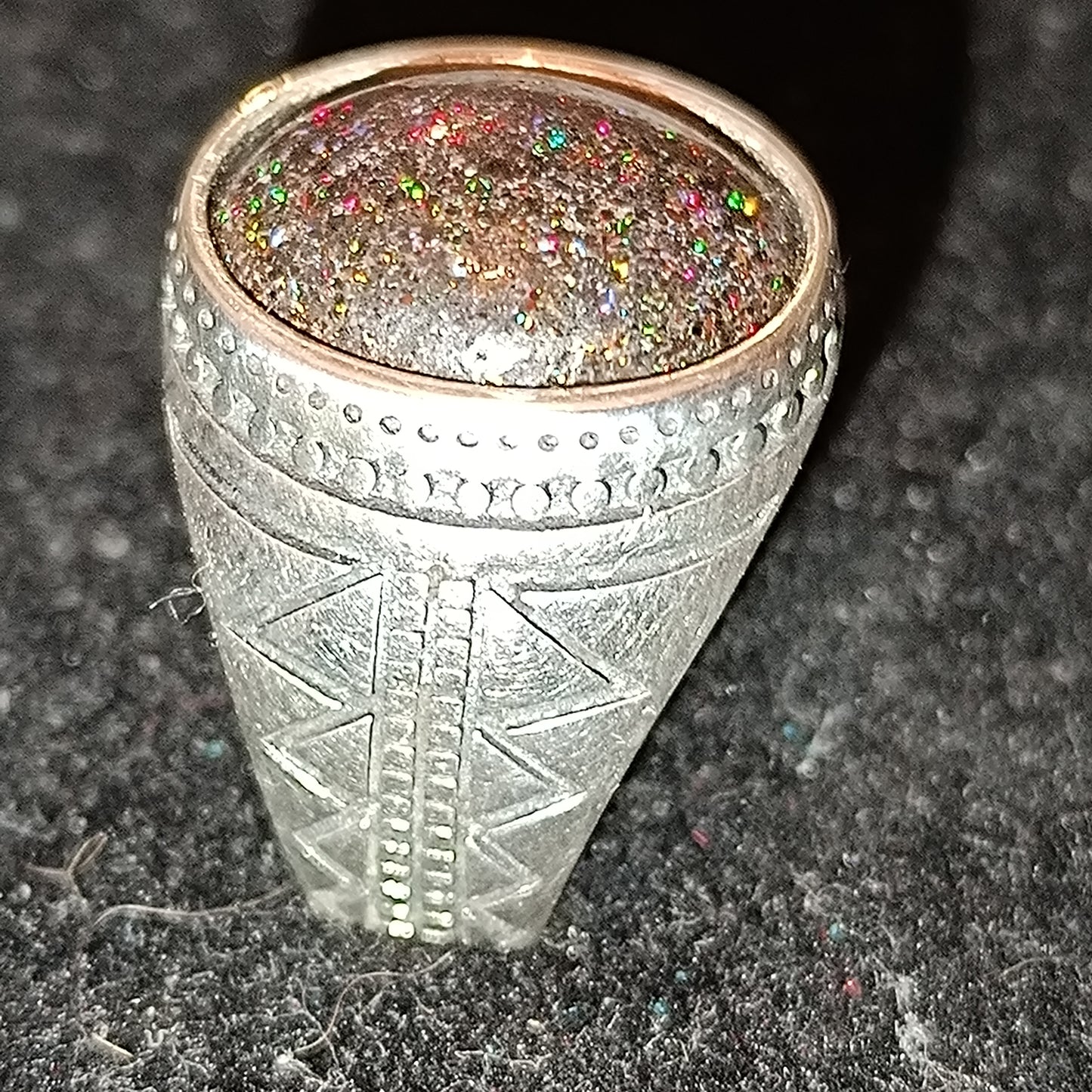 Bague chevalière argent s925 opale australienne galaxie 5.50 carats