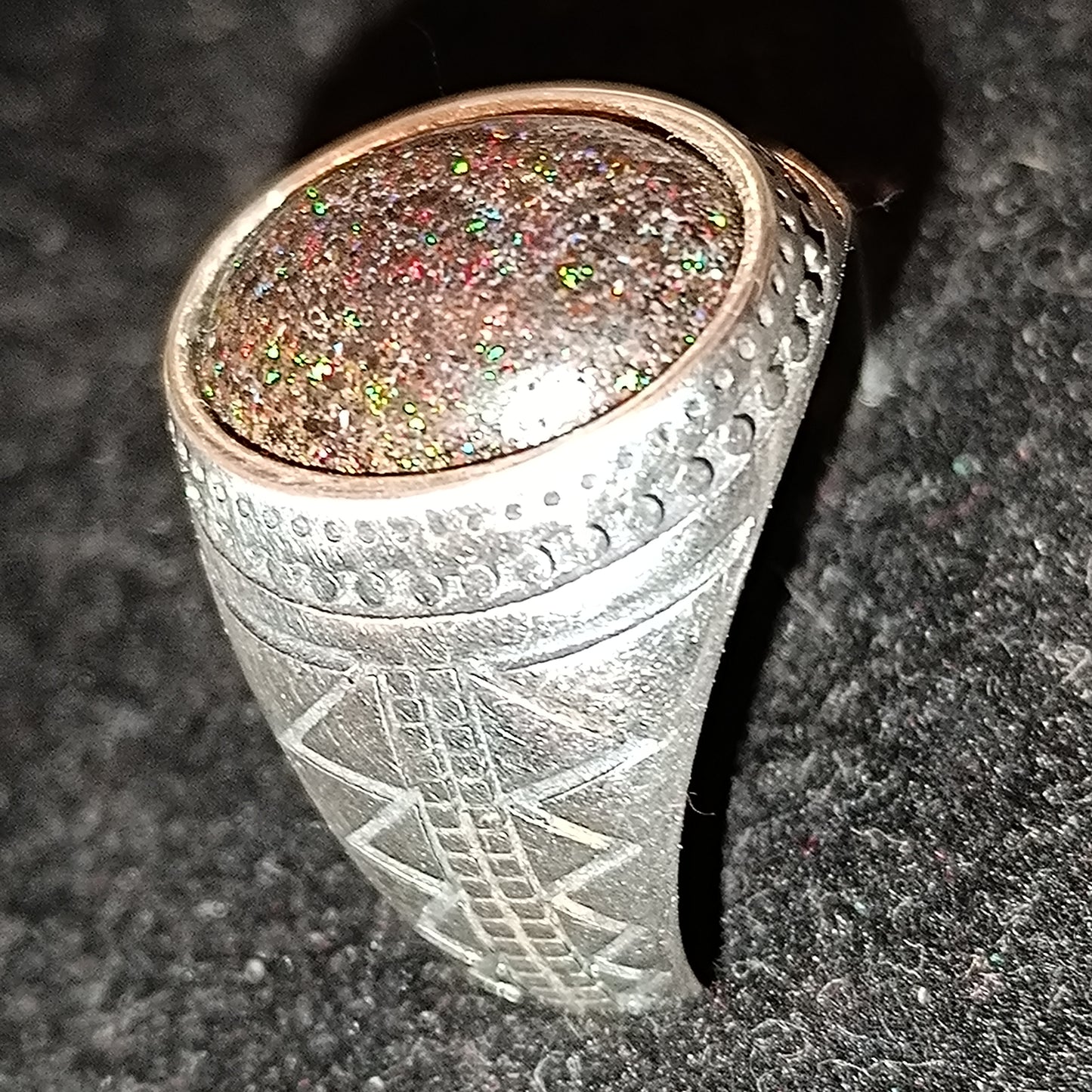 Bague chevalière argent s925 opale australienne galaxie 5.50 carats