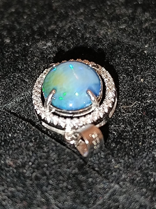 Pendentif argent s925 opale welo bleue et zirconiums