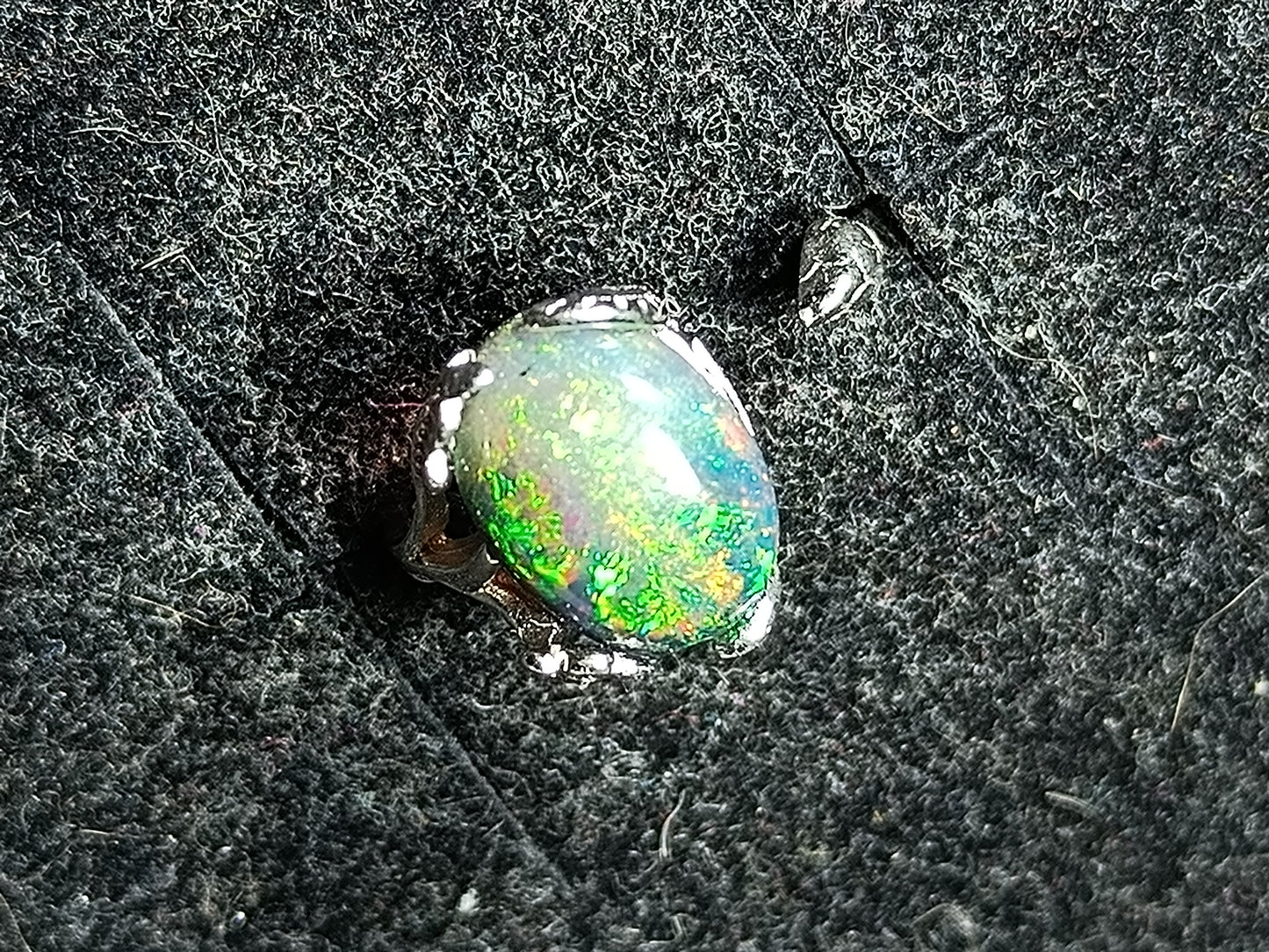 Bague argent s925 opale welo noire smoked