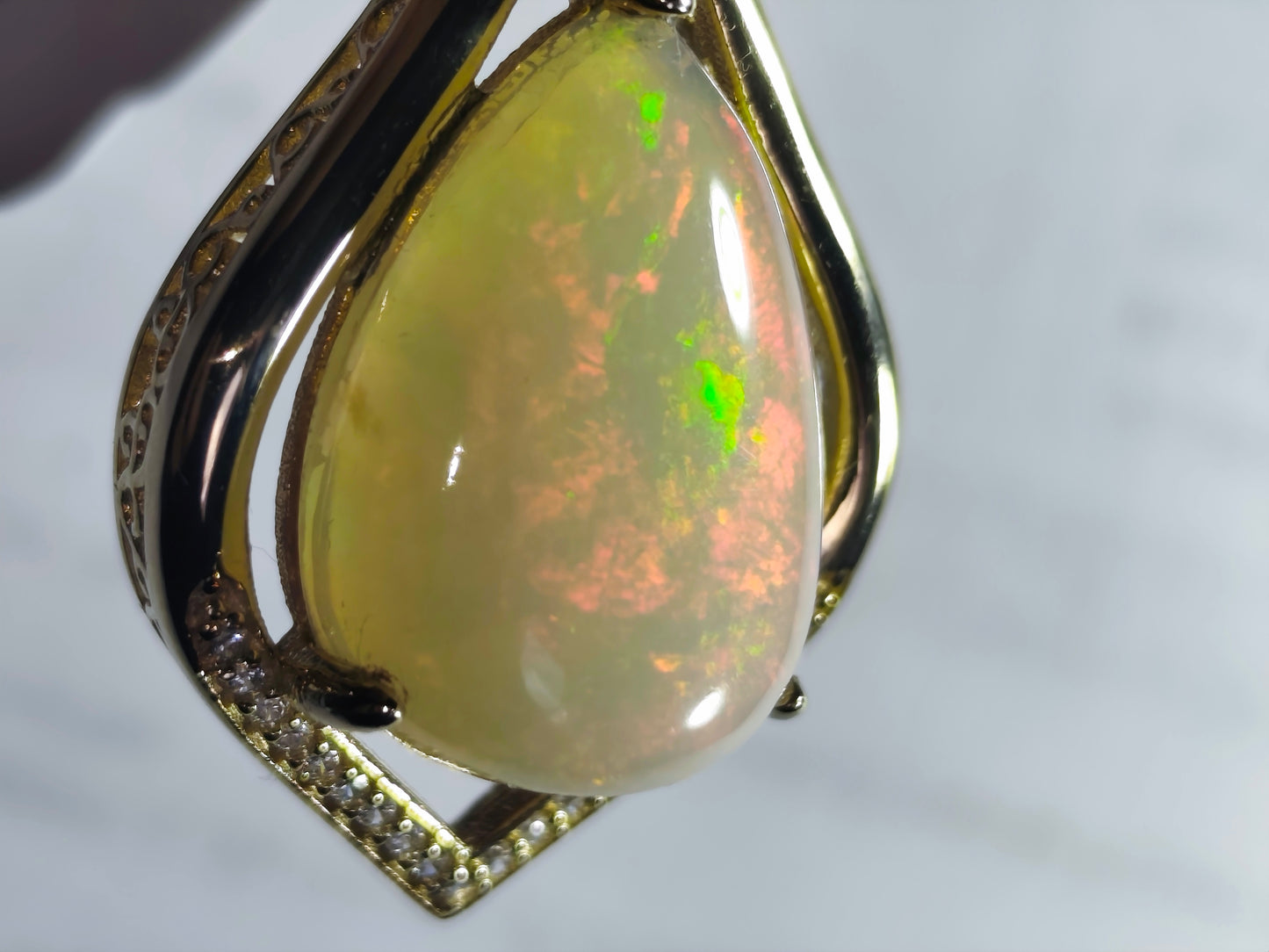 Pendentif argent s925 doré or fin opale welo 6.45 carats