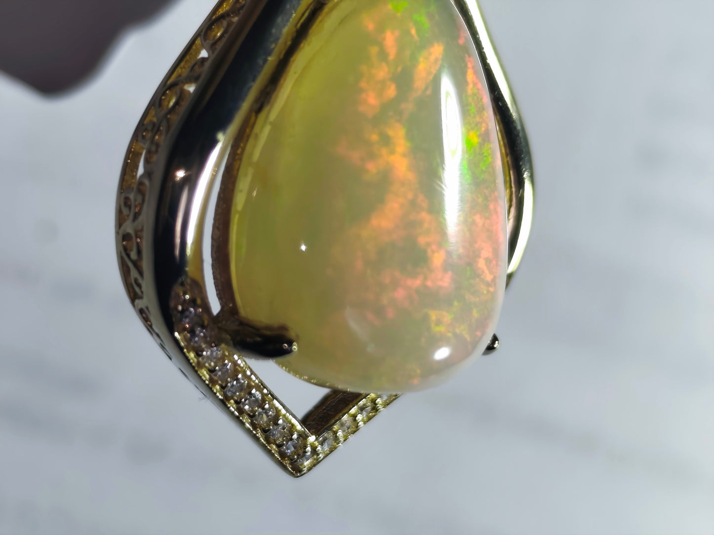 Pendentif argent s925 doré or fin opale welo 6.45 carats
