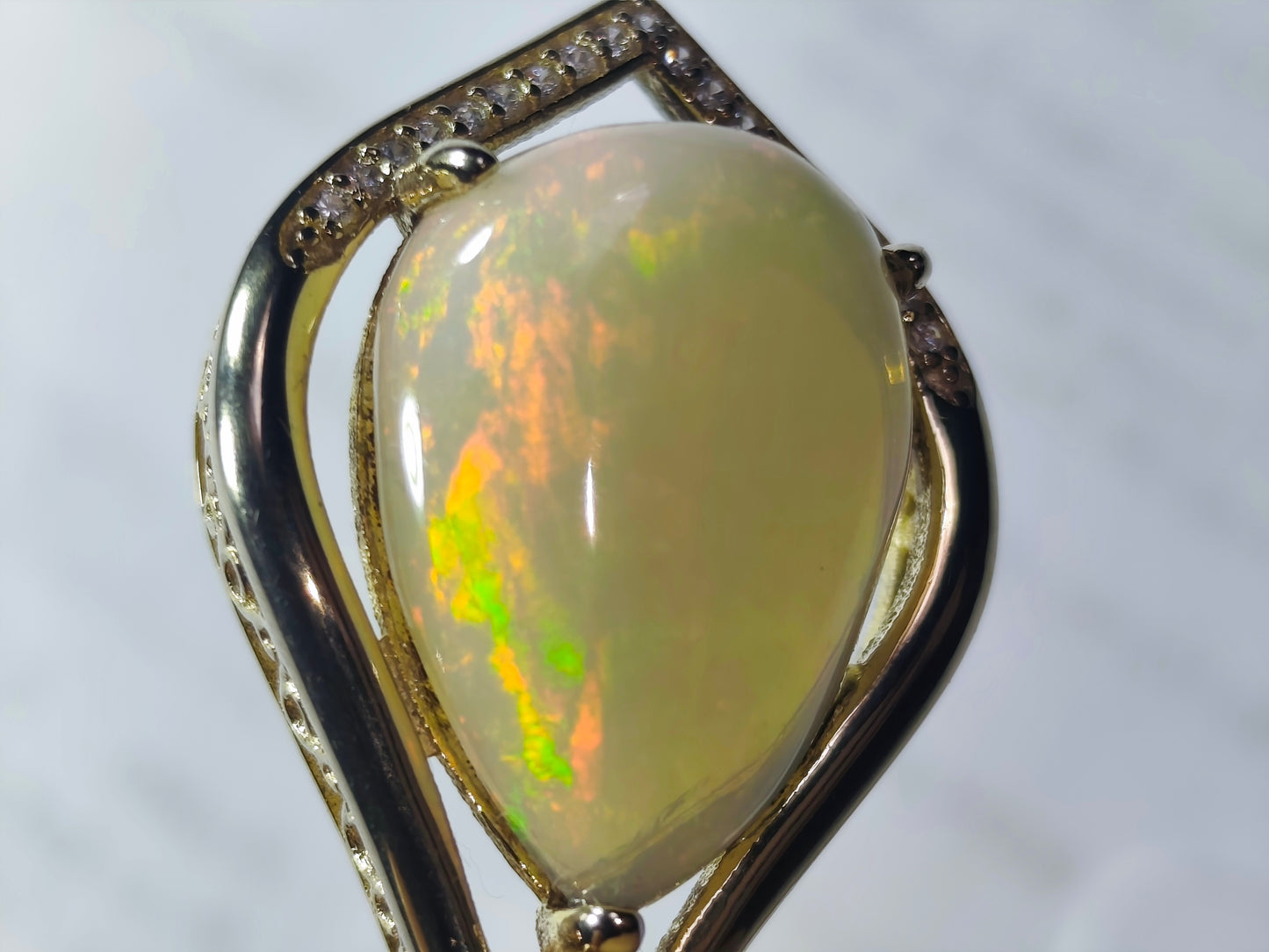 Pendentif argent s925 doré or fin opale welo 6.45 carats