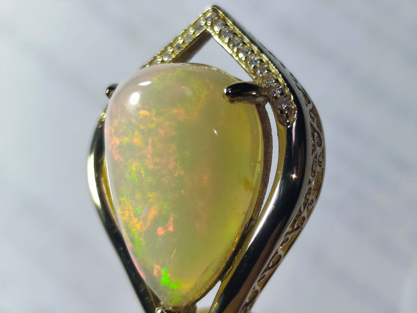 Pendentif argent s925 doré or fin opale welo 6.45 carats