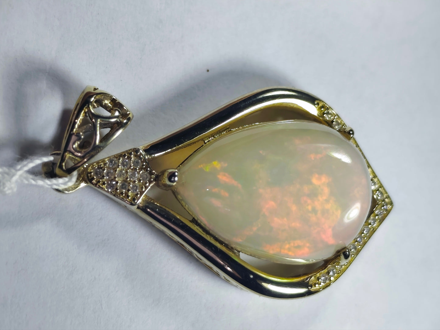 Pendentif argent s925 doré or fin opale welo 6.45 carats