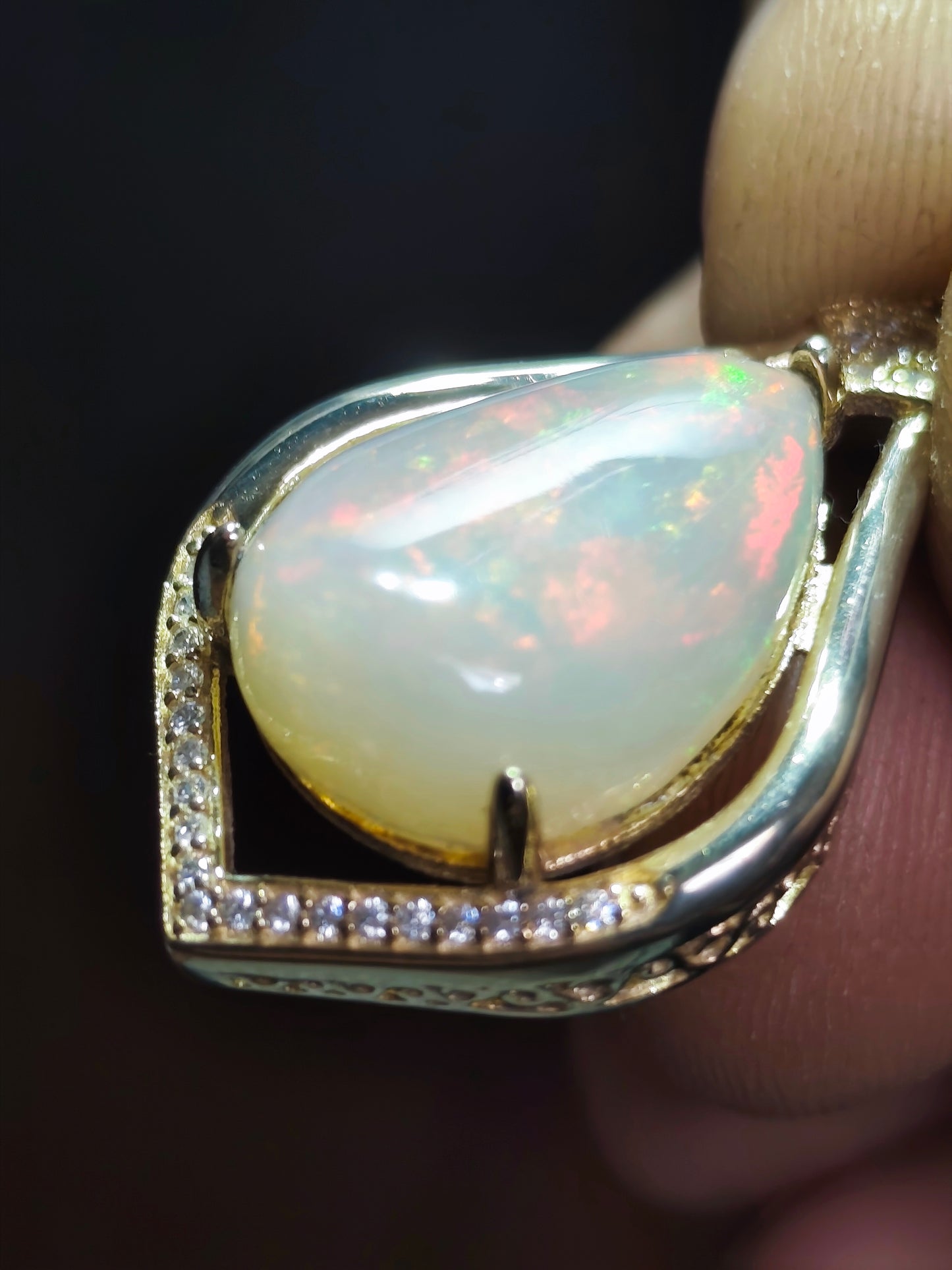 Pendentif argent s925 doré or fin opale welo 6.45 carats