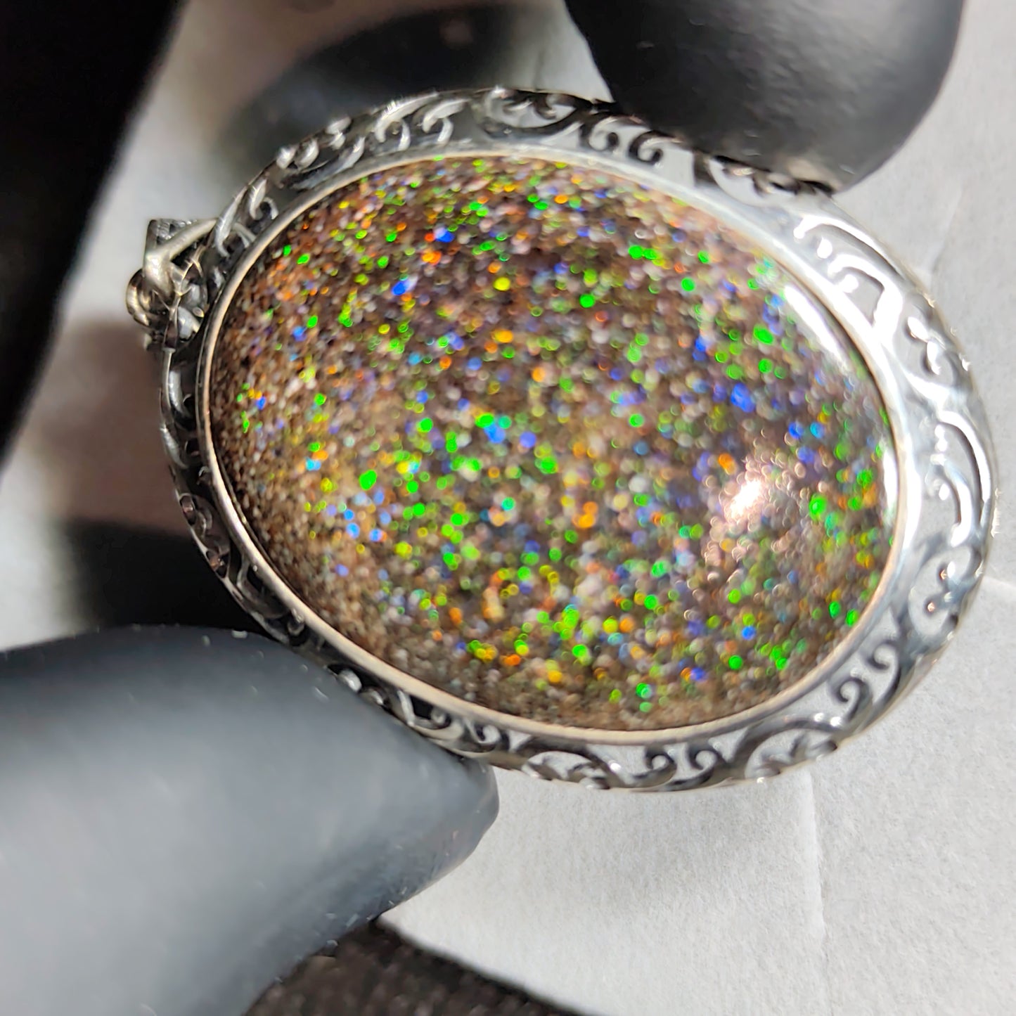 Grand pendentif argent s925 opale australienne hard Matrix