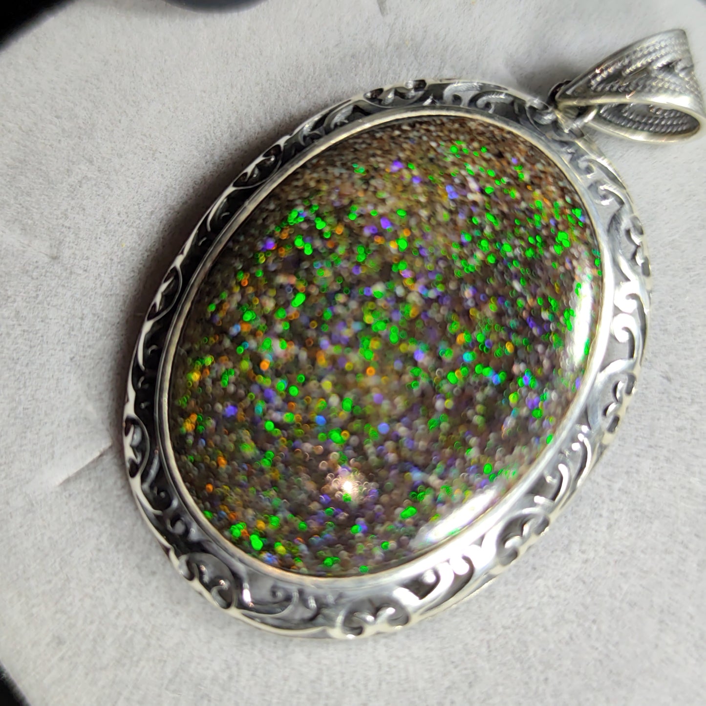 Grand pendentif argent s925 opale australienne hard Matrix