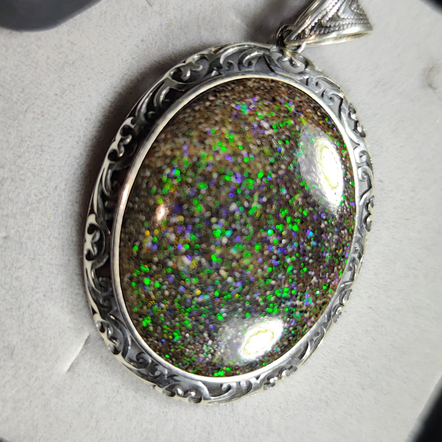 Grand pendentif argent s925 opale australienne hard Matrix