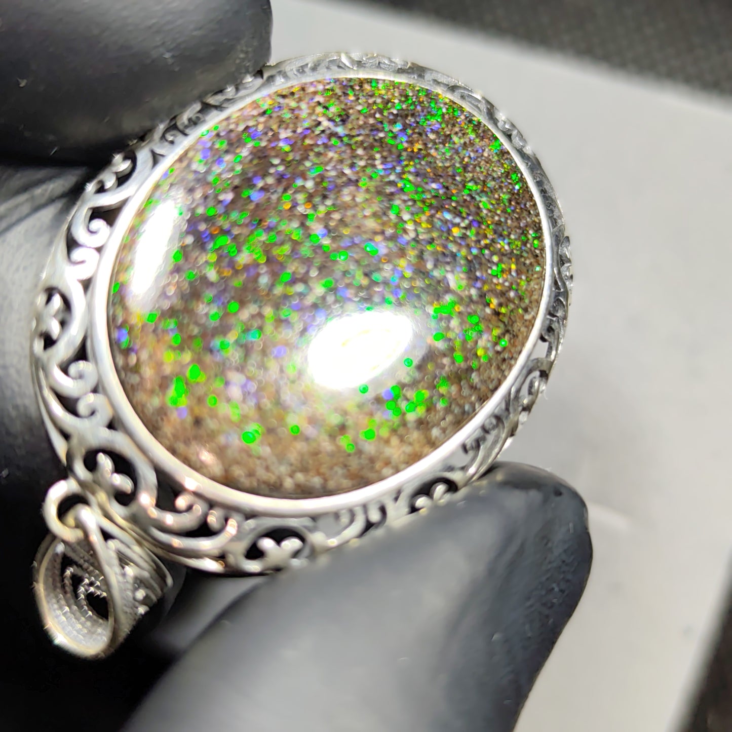 Grand pendentif argent s925 opale australienne hard Matrix