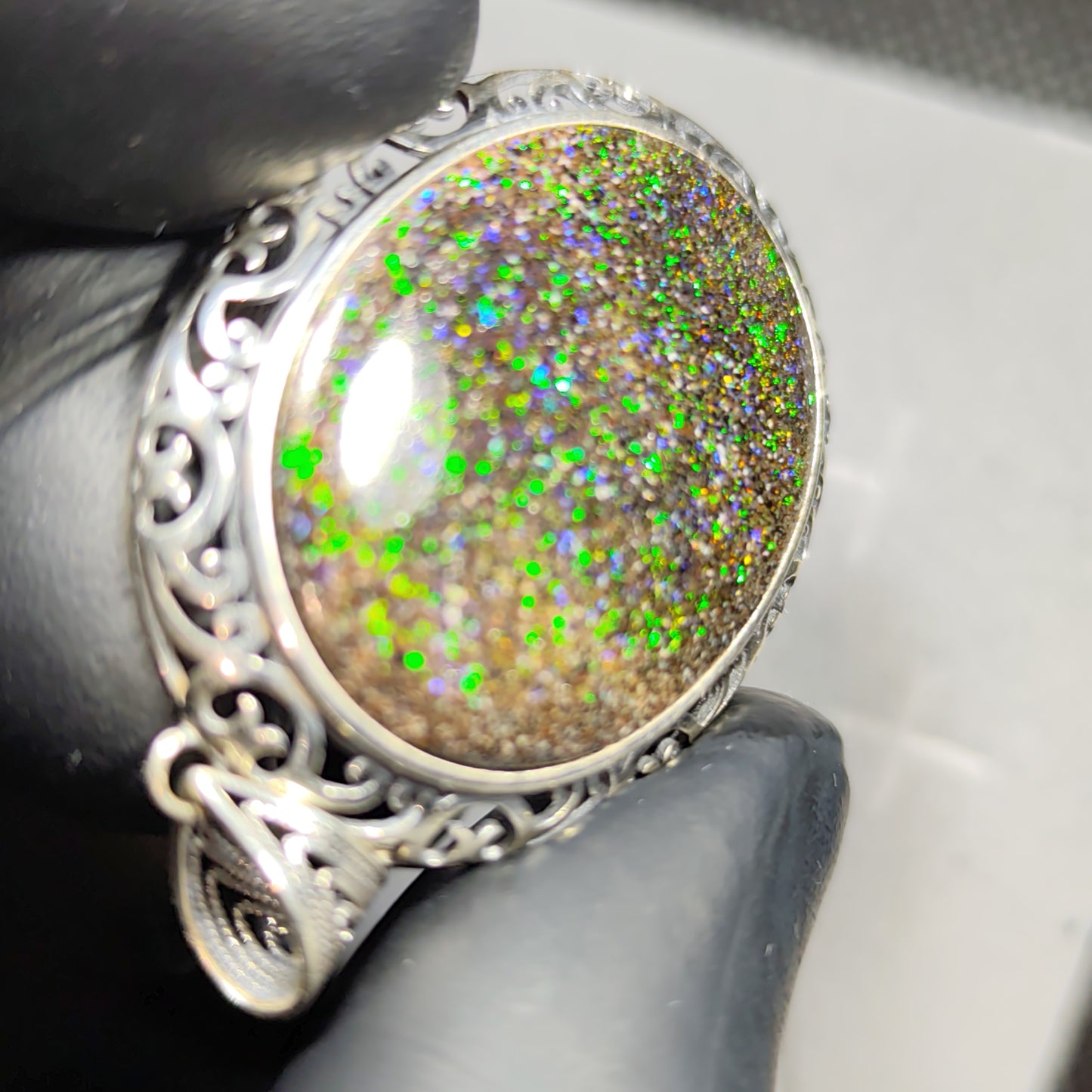 Grand pendentif argent s925 opale australienne hard Matrix