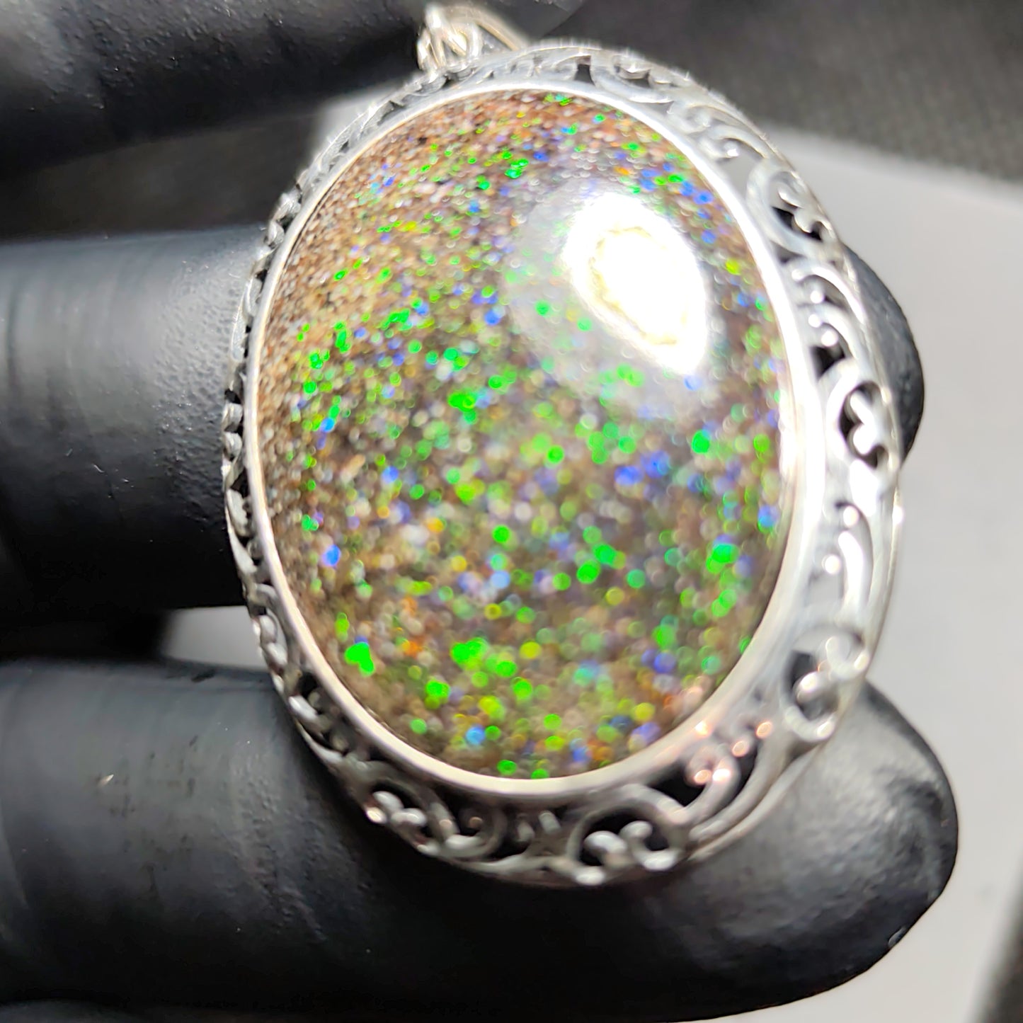 Grand pendentif argent s925 opale australienne hard Matrix