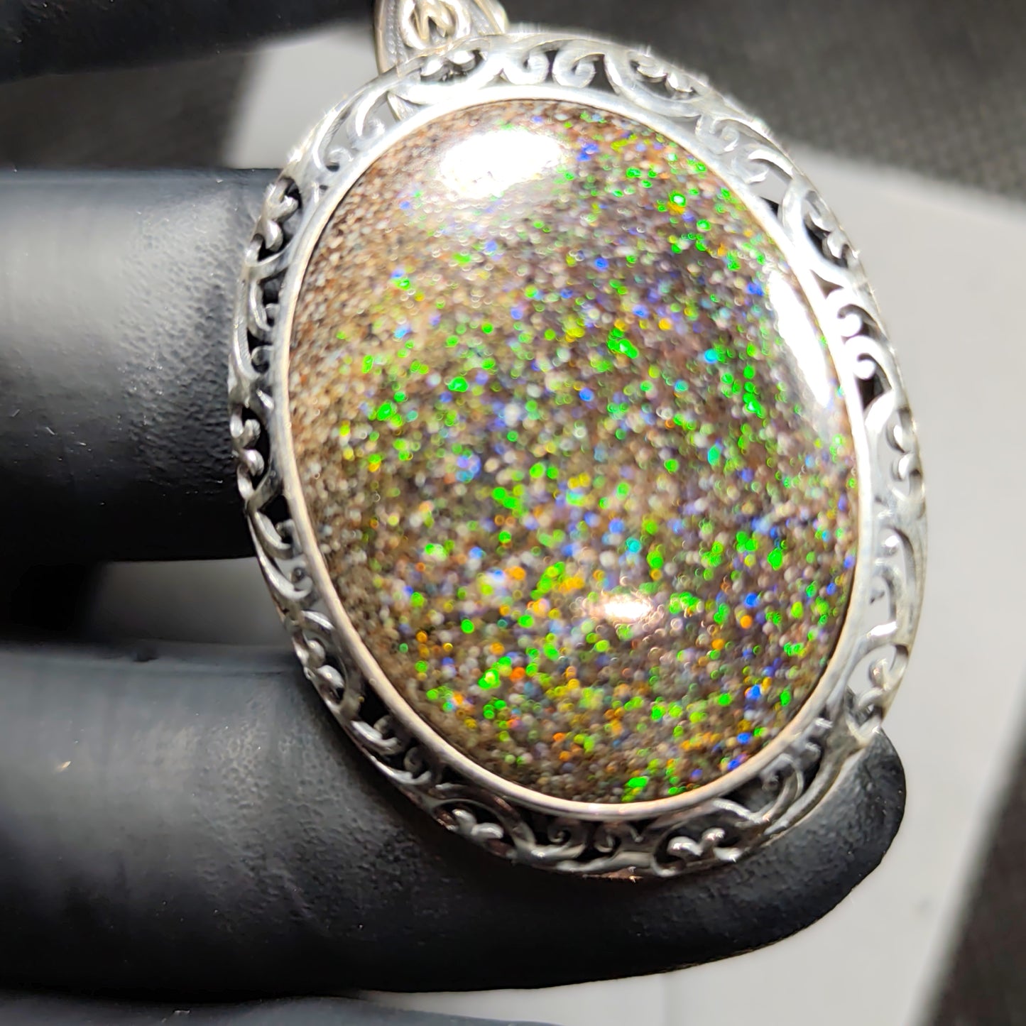 Grand pendentif argent s925 opale australienne hard Matrix