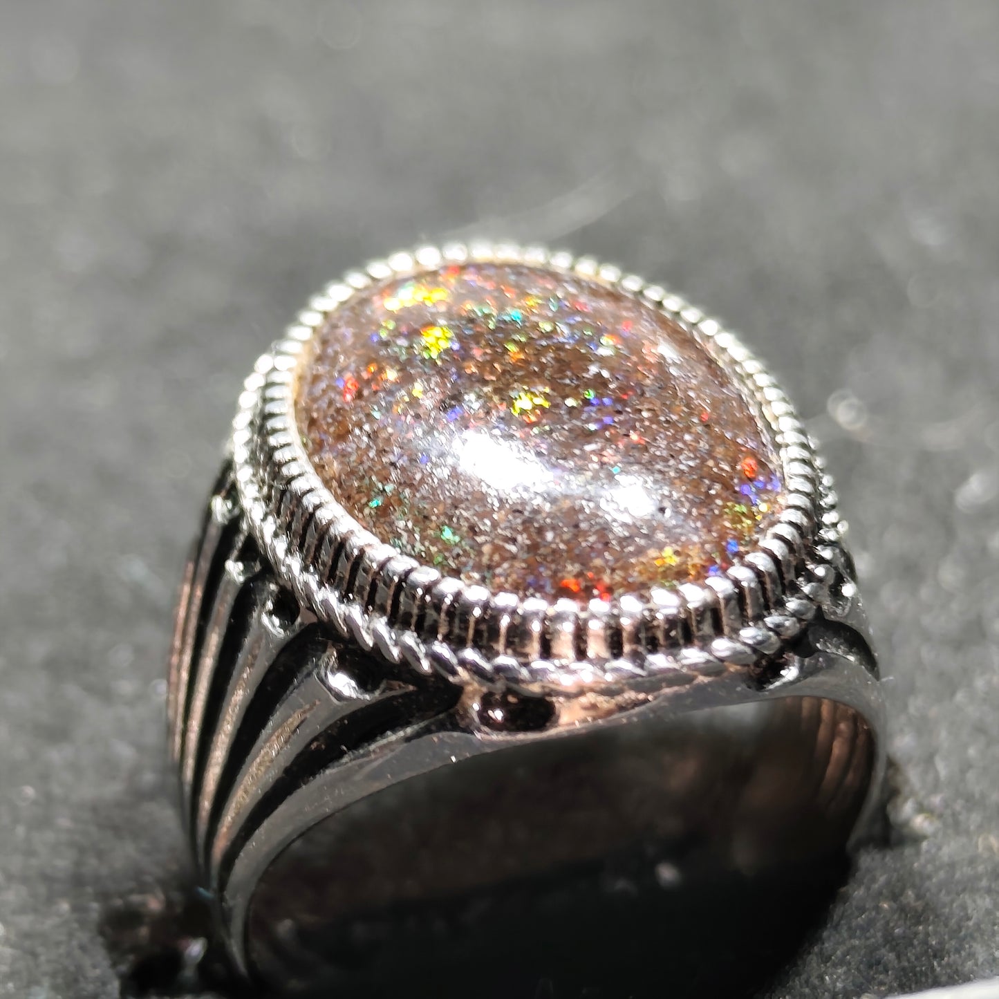 Bague argent s925 opale australienne hard Matrix