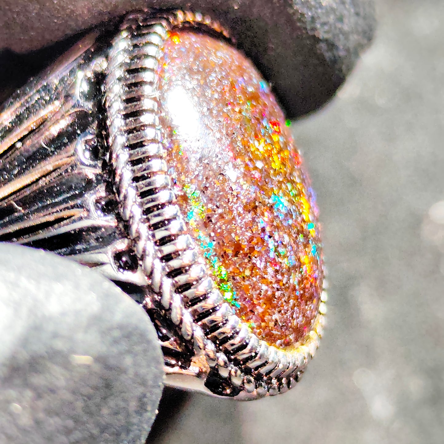 Bague argent s925 opale australienne hard Matrix