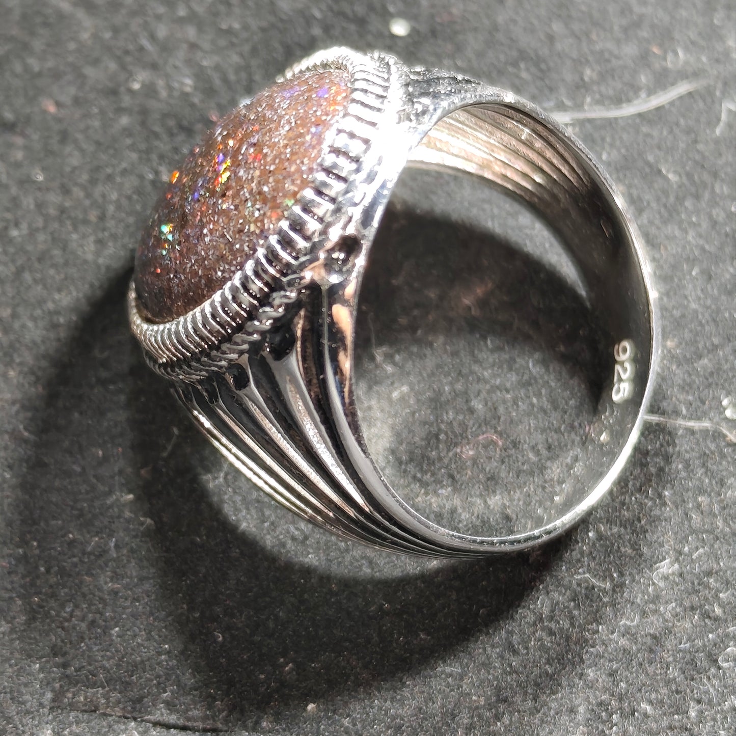 Bague argent s925 opale australienne hard Matrix