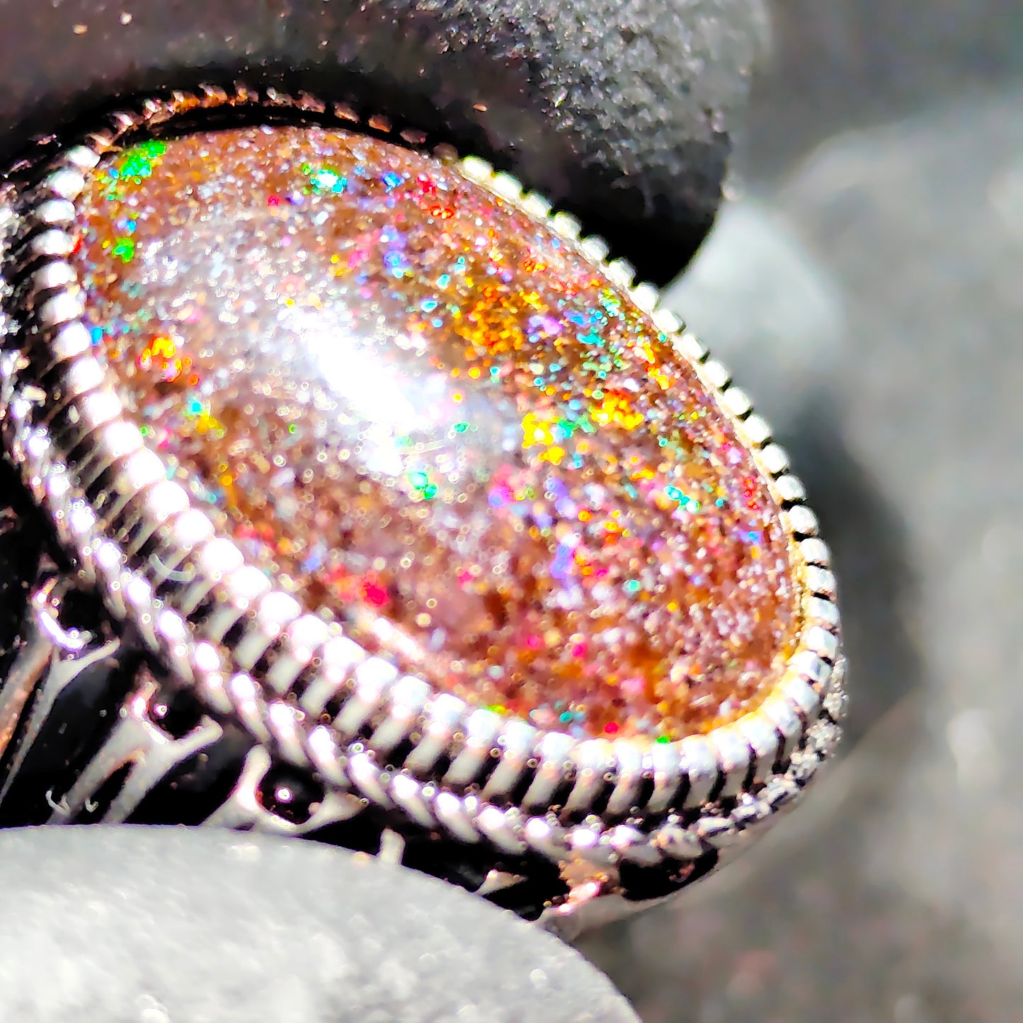 Bague argent s925 opale australienne hard Matrix