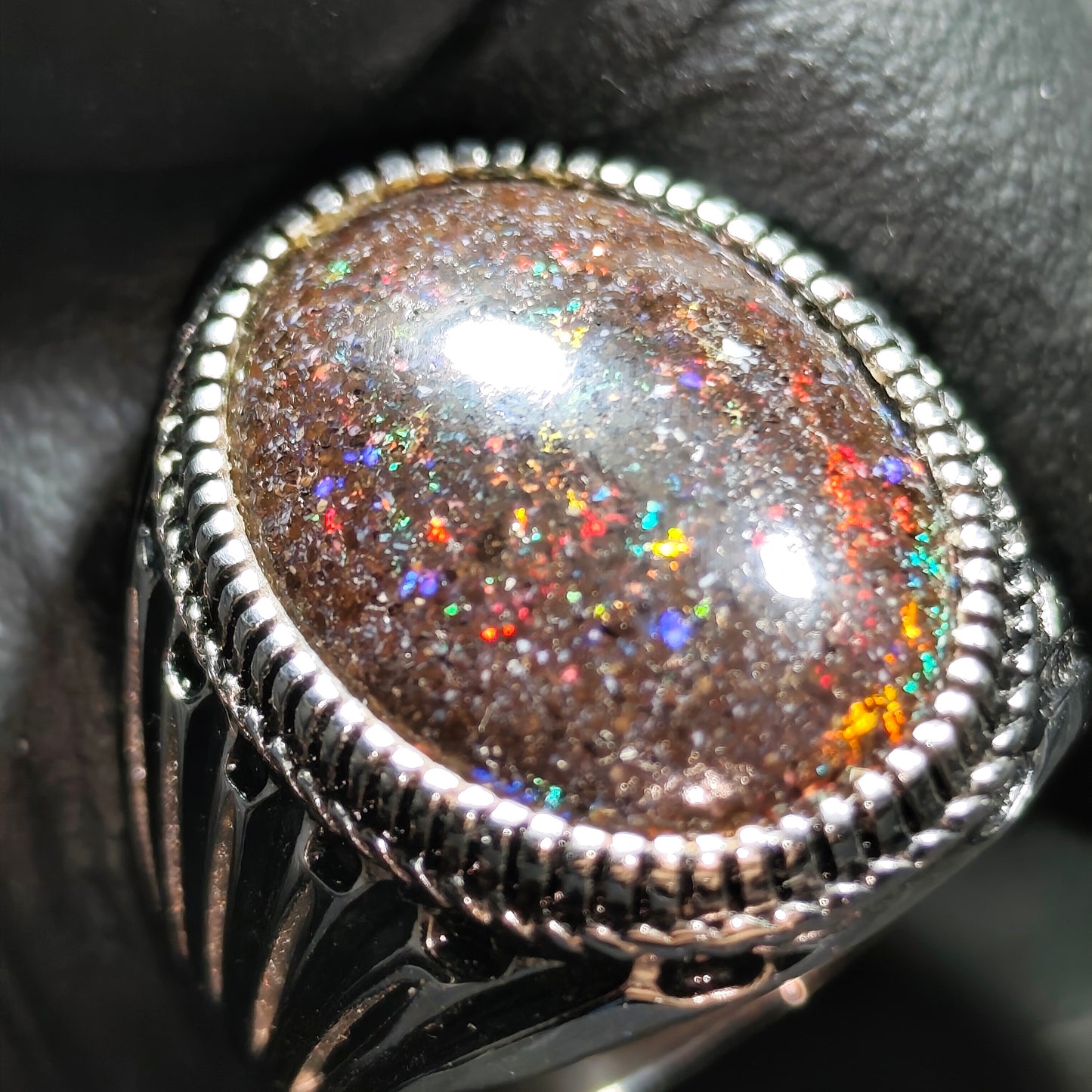 Bague argent s925 opale australienne hard Matrix