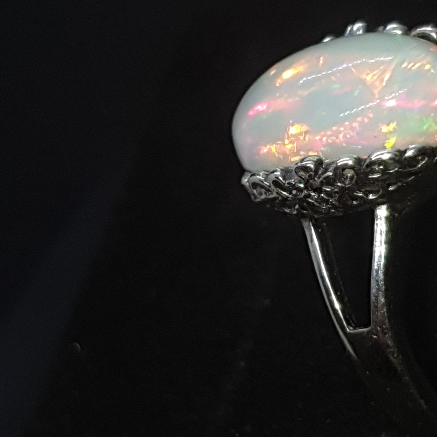 Bague argent s 925 et opale welo arc en ciel de 3.95 carats