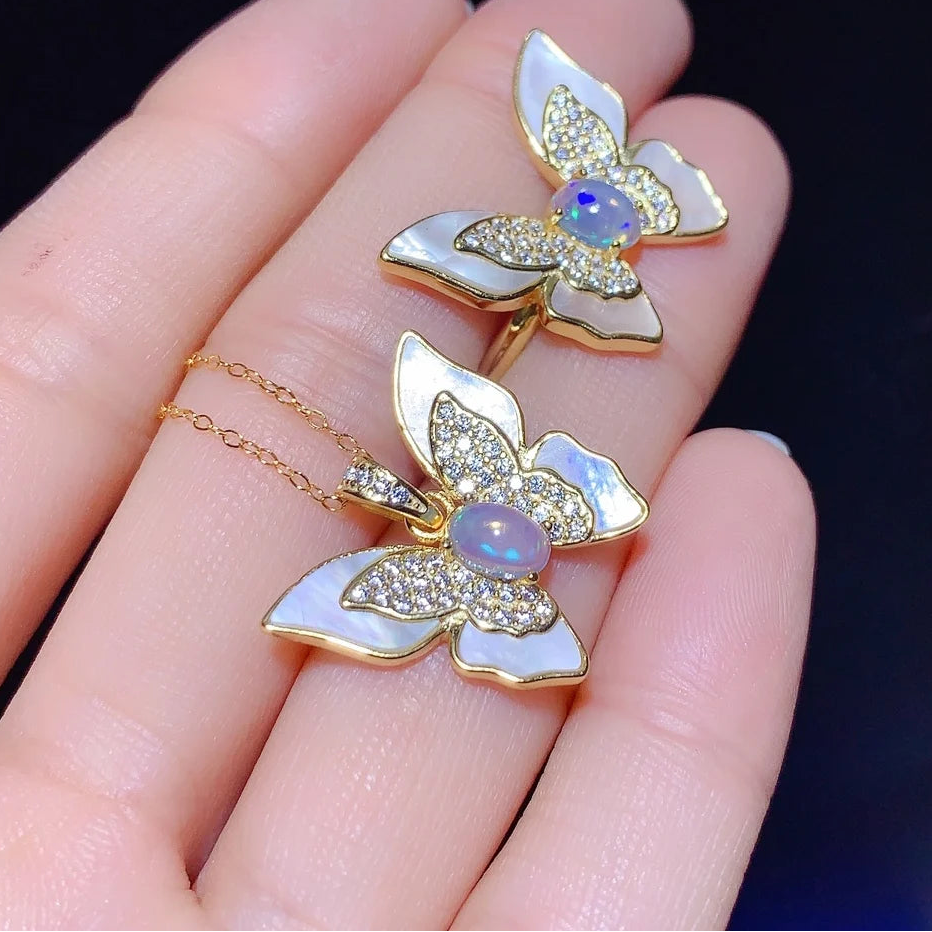Parure de bijoux en opale naturelle pour femme en argent sterling 925 – Collier et ensemble élégant (vente en gros)
