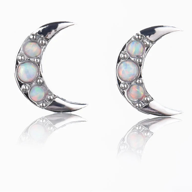 opale lune boucles d'oreilles femme croissant de lune céleste boucles d'oreilles
