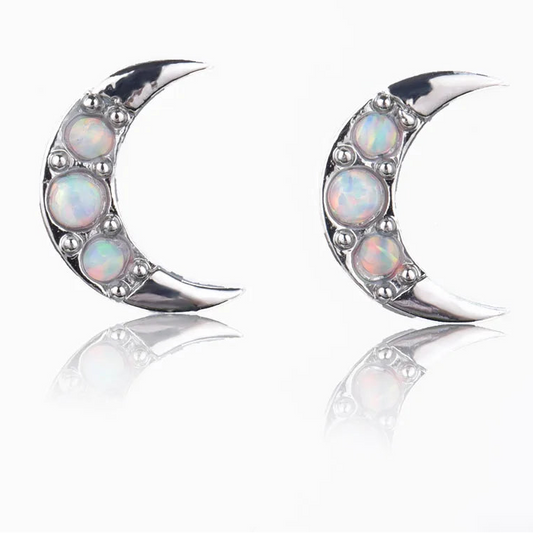 opale lune boucles d'oreilles femme croissant de lune céleste boucles d'oreilles