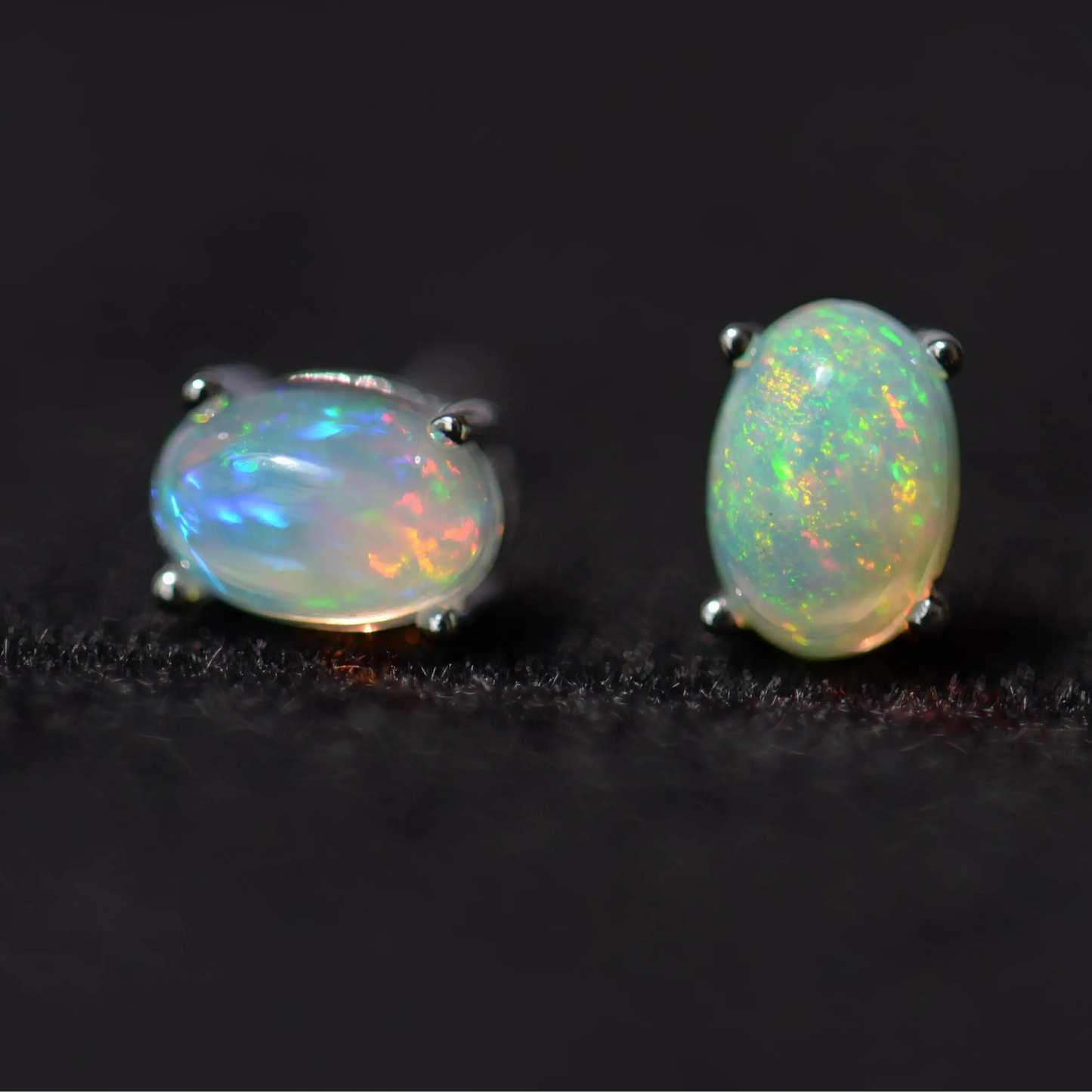 Boucles d'oreillesen opale et pierre naturelle – Clous d'oreilles en argent (tiges) –