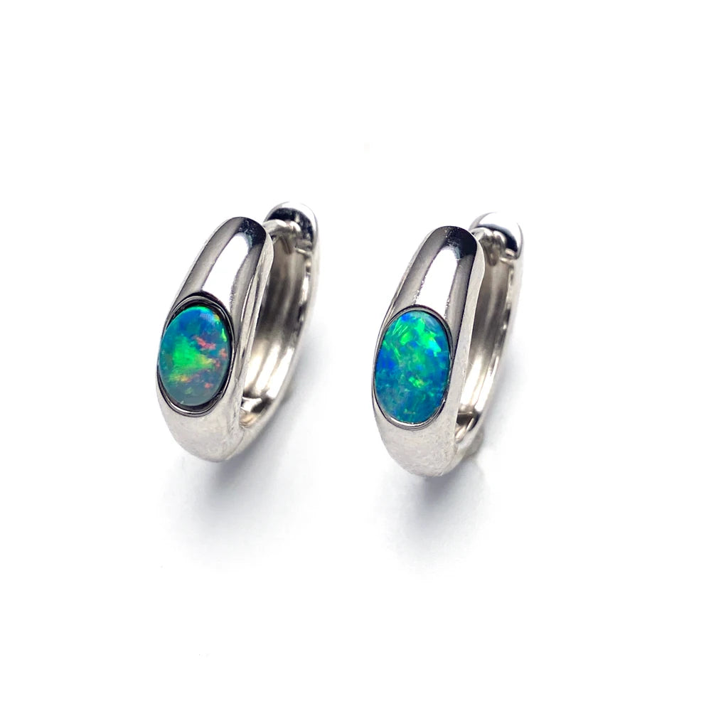 Boucles d'oreilles en opale naturelle d'Australie véritable, argent 925, pierre précieuse OV4*6mm, bijou pour femme, cadeau de mariage ou de fiançailles