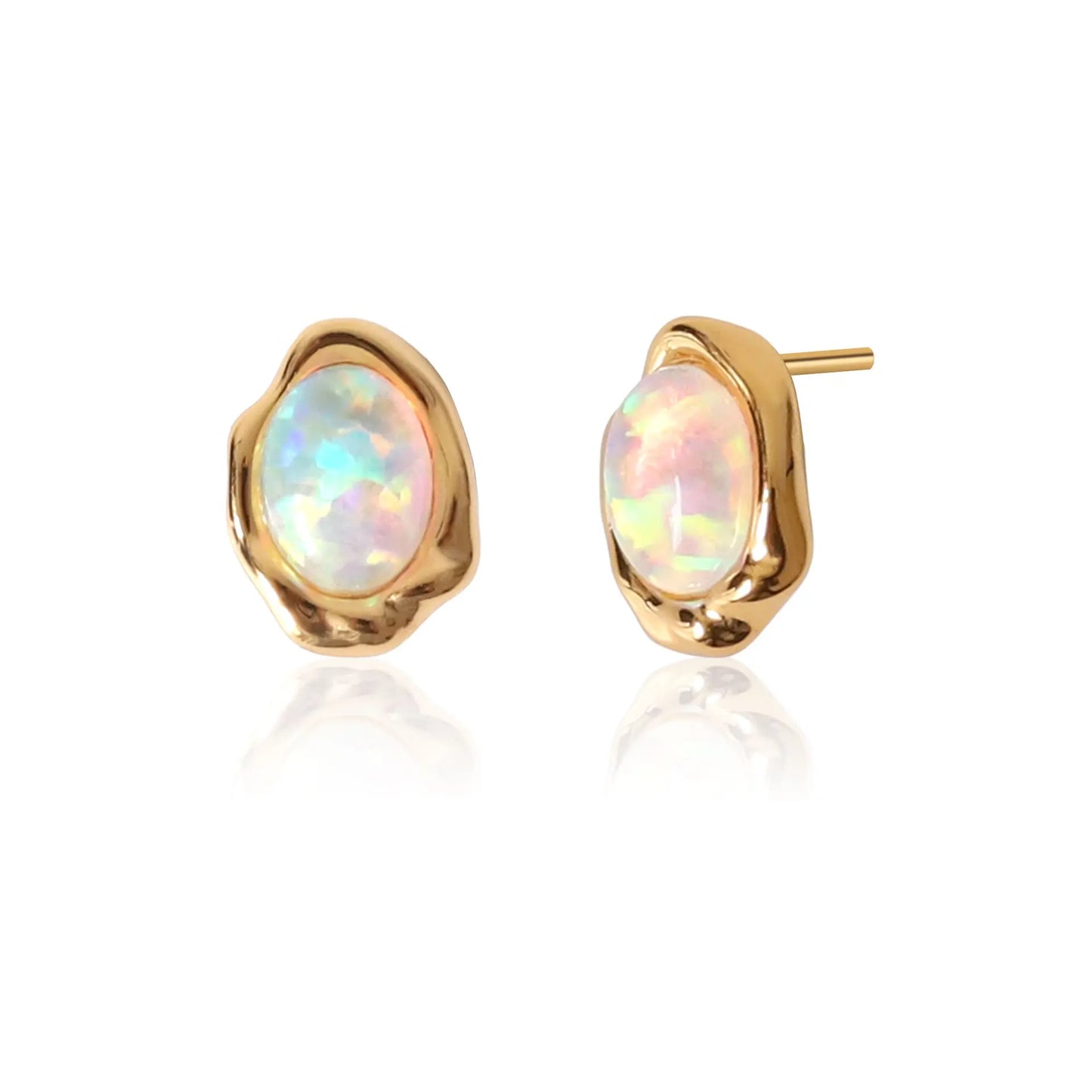 Boucles d'oreilles  en argent sterling 925 et opale, doré or 14 carats – Bijou de créateur unique, raffiné et élégant – Cadeau pour femme ou fille
