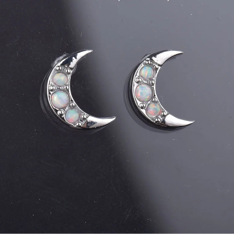 opale lune boucles d'oreilles femme croissant de lune céleste boucles d'oreilles
