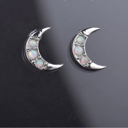 opale lune boucles d'oreilles femme croissant de lune céleste boucles d'oreilles