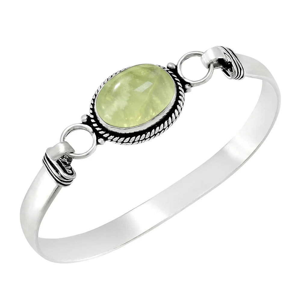 Bracelet jonc vintage en argent 925 et pierre de lune ovale naturelle /Choix multiple