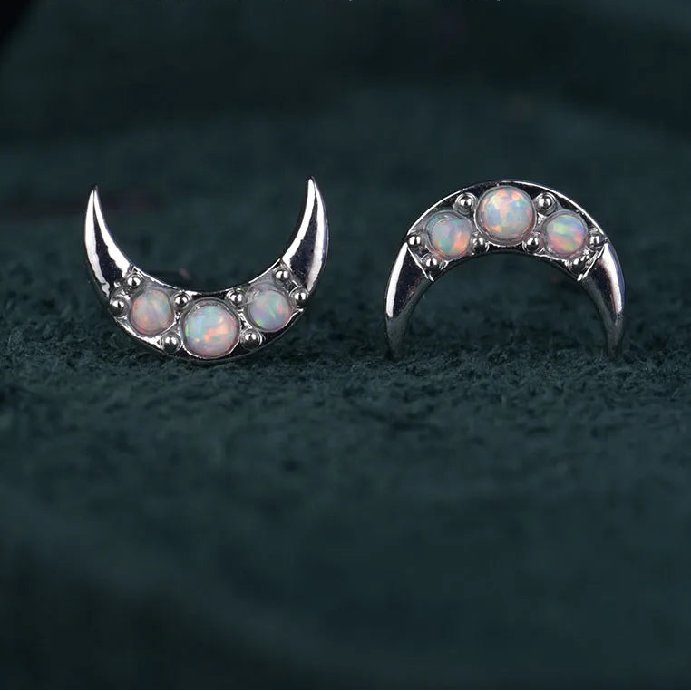 opale lune boucles d'oreilles femme croissant de lune céleste boucles d'oreilles