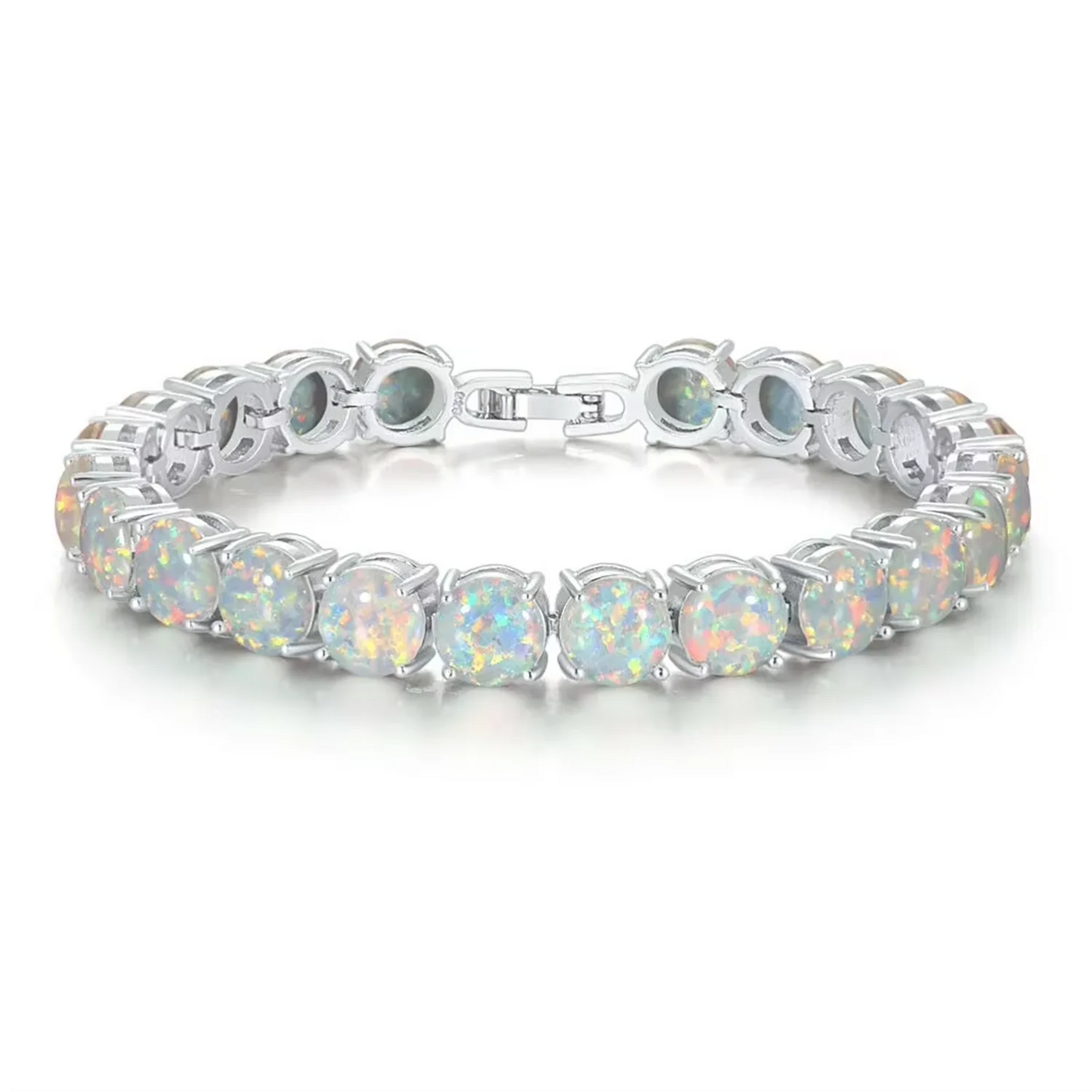 Bracelet de tennis en opale de feu, pierre précieuse irisée et colorée, bijou de luxe, cadeau bohème pour femmes et filles.