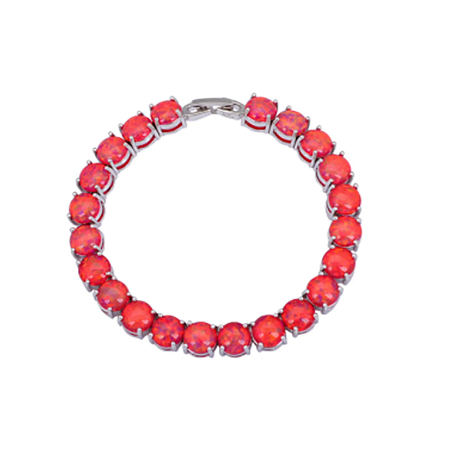 Bracelet de tennis en opale de feu, pierre précieuse irisée et colorée, bijou de luxe, cadeau bohème pour femmes et filles.