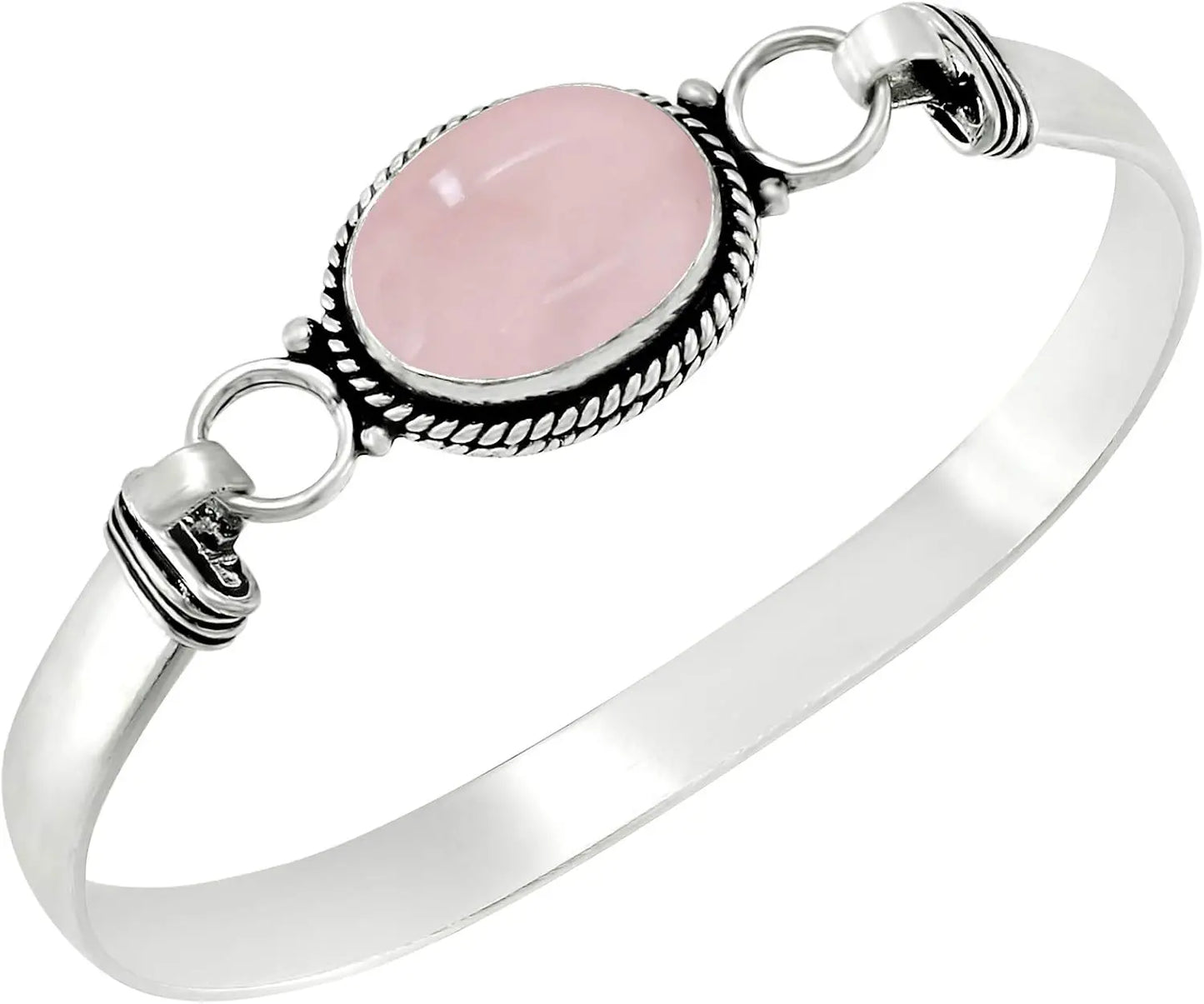 Bracelet jonc vintage en argent 925 et pierre de lune ovale naturelle /Choix multiple
