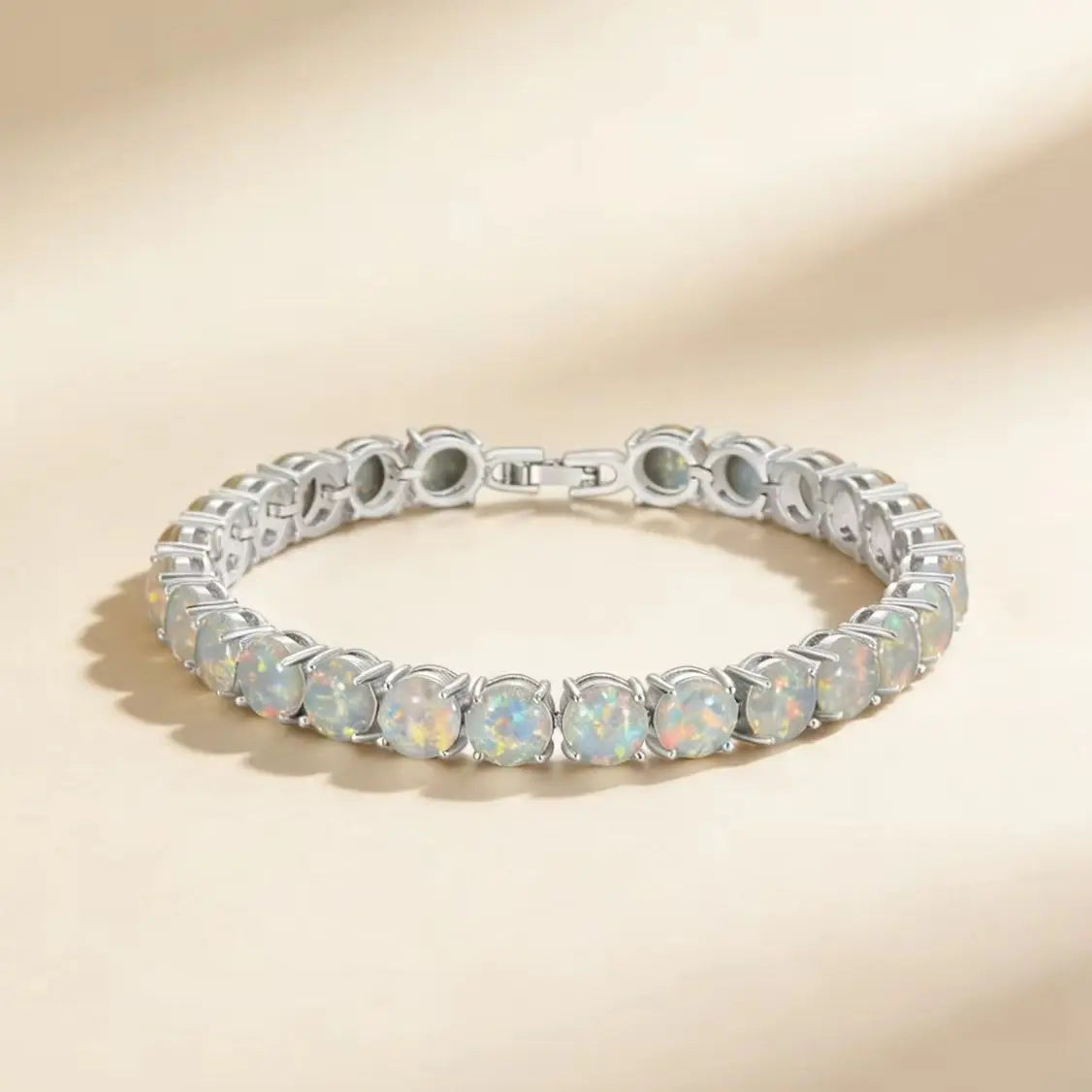 Bracelet de tennis en opale de feu, pierre précieuse irisée et colorée, bijou de luxe, cadeau bohème pour femmes et filles.
