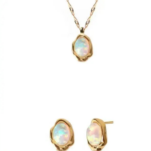 Boucles d'oreilles  en argent sterling 925 et opale, doré or 14 carats – Bijou de créateur unique, raffiné et élégant – Cadeau pour femme ou fille