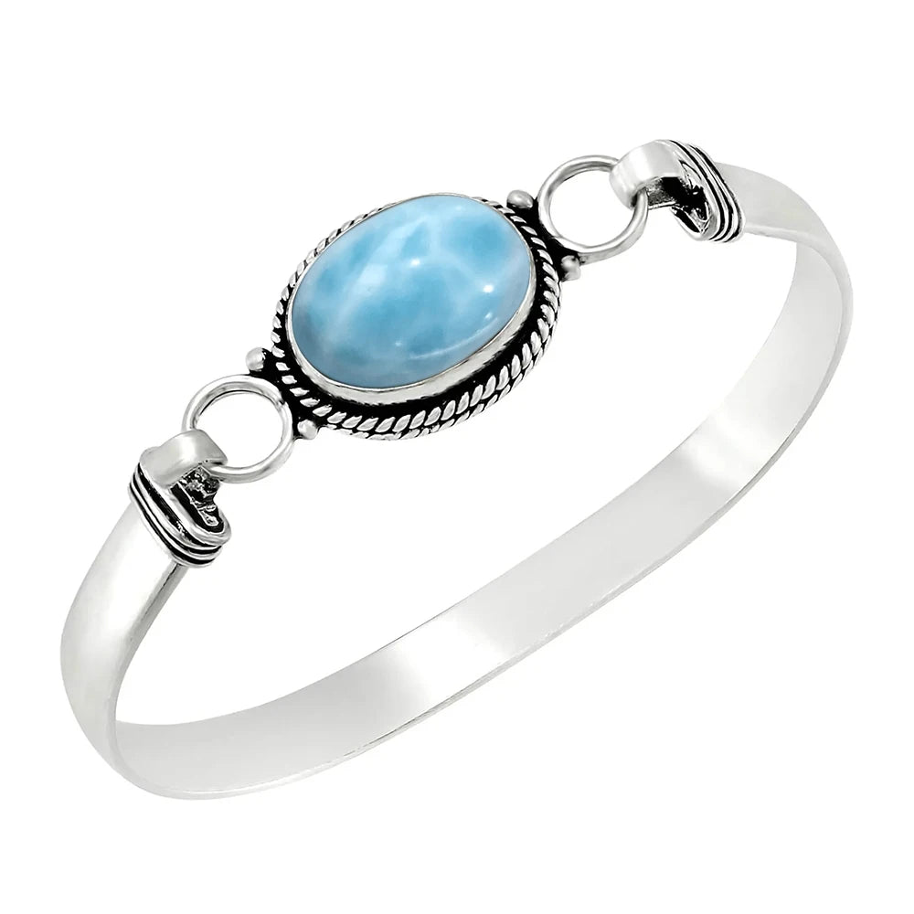 Bracelet jonc vintage en argent 925 et pierre de lune ovale naturelle /Choix multiple