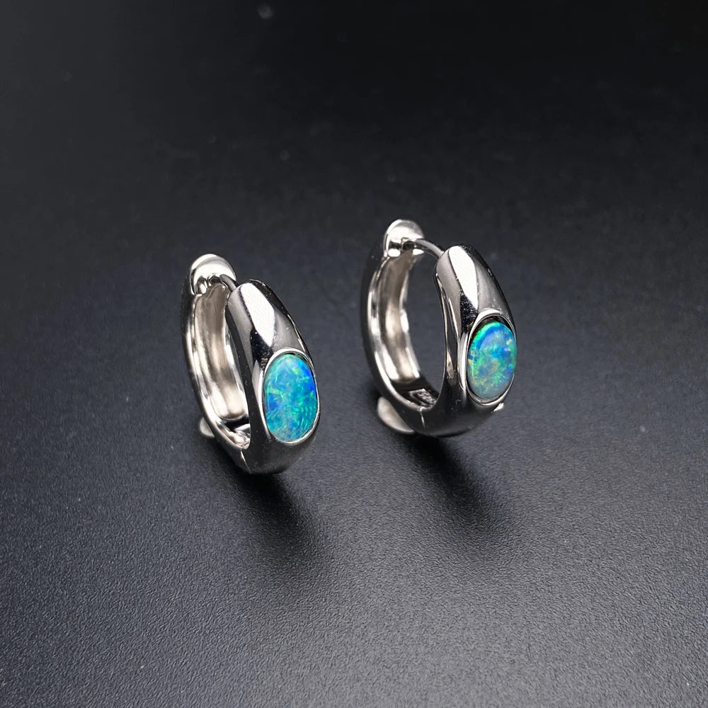 Boucles d'oreilles en opale naturelle d'Australie véritable, argent 925, pierre précieuse OV4*6mm, bijou pour femme, cadeau de mariage ou de fiançailles