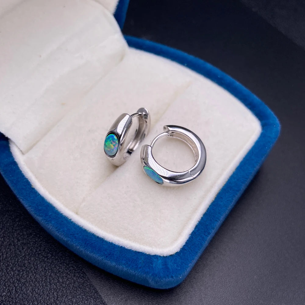 Boucles d'oreilles en opale naturelle d'Australie véritable, argent 925, pierre précieuse OV4*6mm, bijou pour femme, cadeau de mariage ou de fiançailles