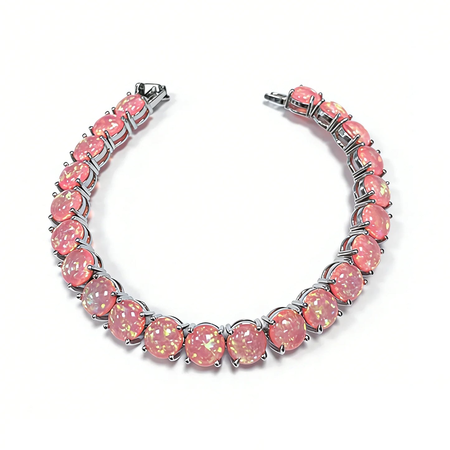 Bracelet de tennis en opale de feu, pierre précieuse irisée et colorée, bijou de luxe, cadeau bohème pour femmes et filles.