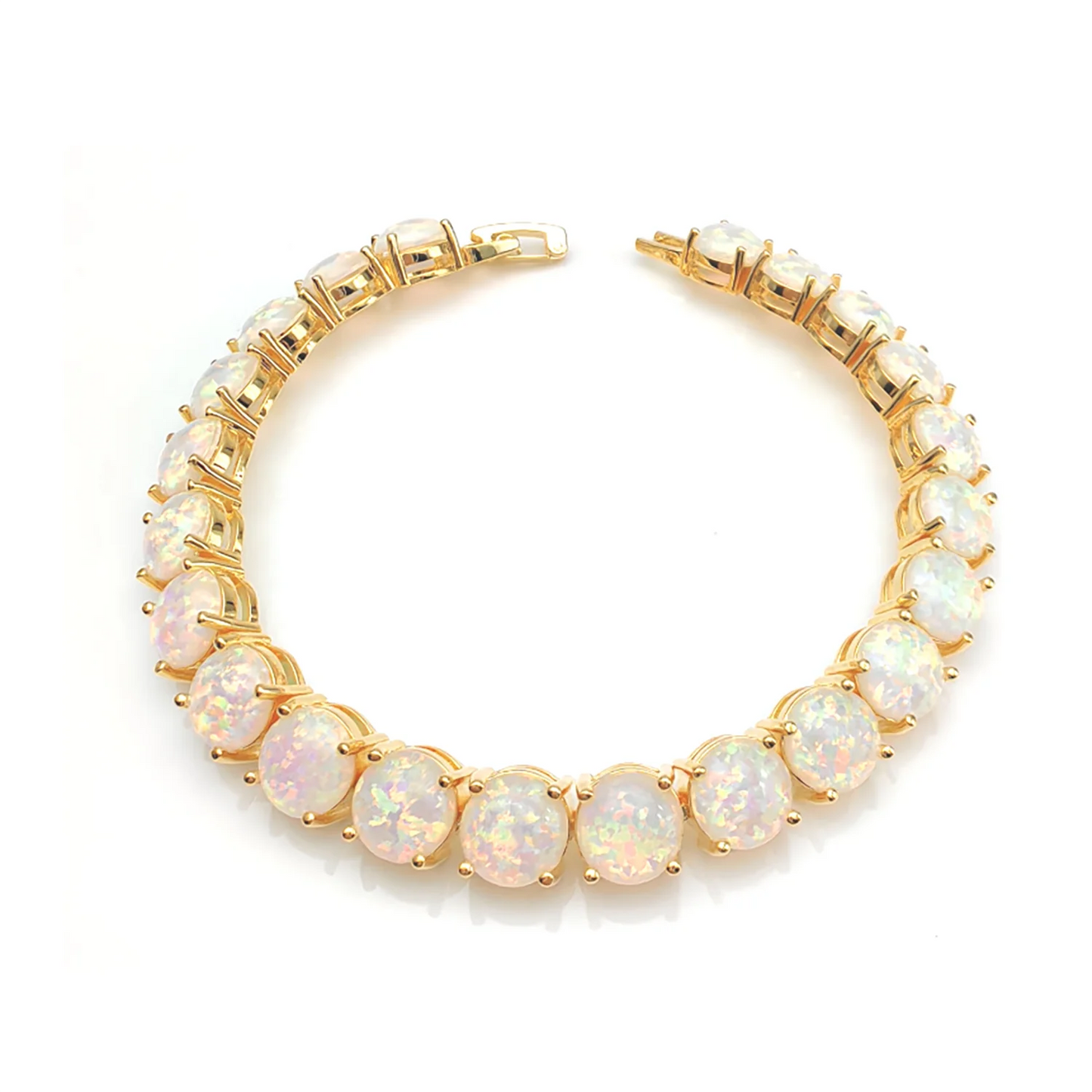 Bracelet de tennis en opale de feu, pierre précieuse irisée et colorée, bijou de luxe, cadeau bohème pour femmes et filles.