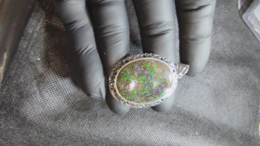 Grand pendentif argent s925 opale australienne hard Matrix