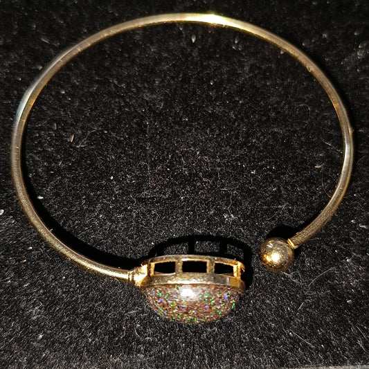 Bracelet argent s925 doré or fin opale australienne galaxie